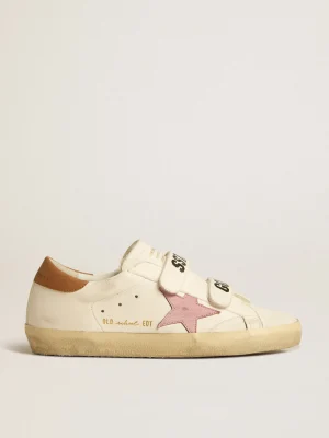 Cheap Old School de napa com estrela de couro rosa e forro de shearling bege MULHER Super-Star