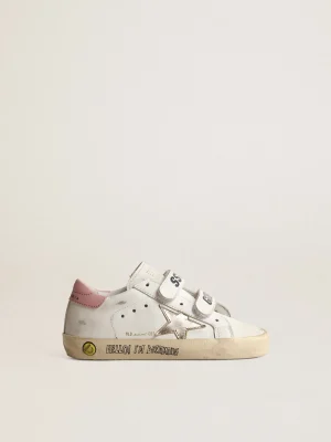 Best Sale Old School Junior com estrela de couro metálico e talão rosa Meninas pequenas (1-3 anos)