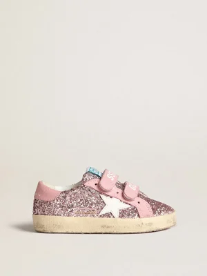 Best Old School Junior de glitter lilás com estrela branca e talão rosa Meninas pequenas (1-3 anos)