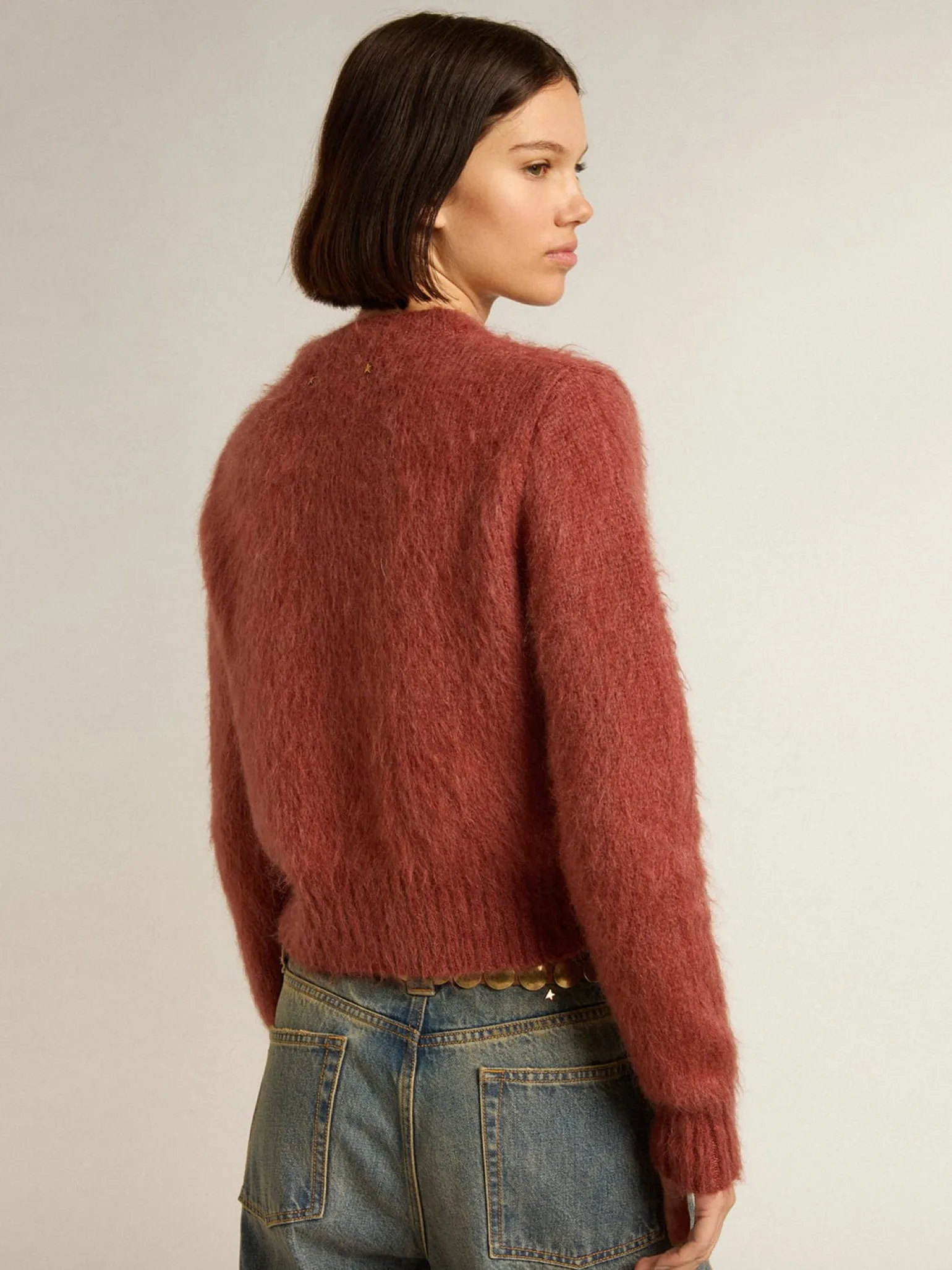 New Pulôver cropped de mohair lilás escuro MULHER Malhas