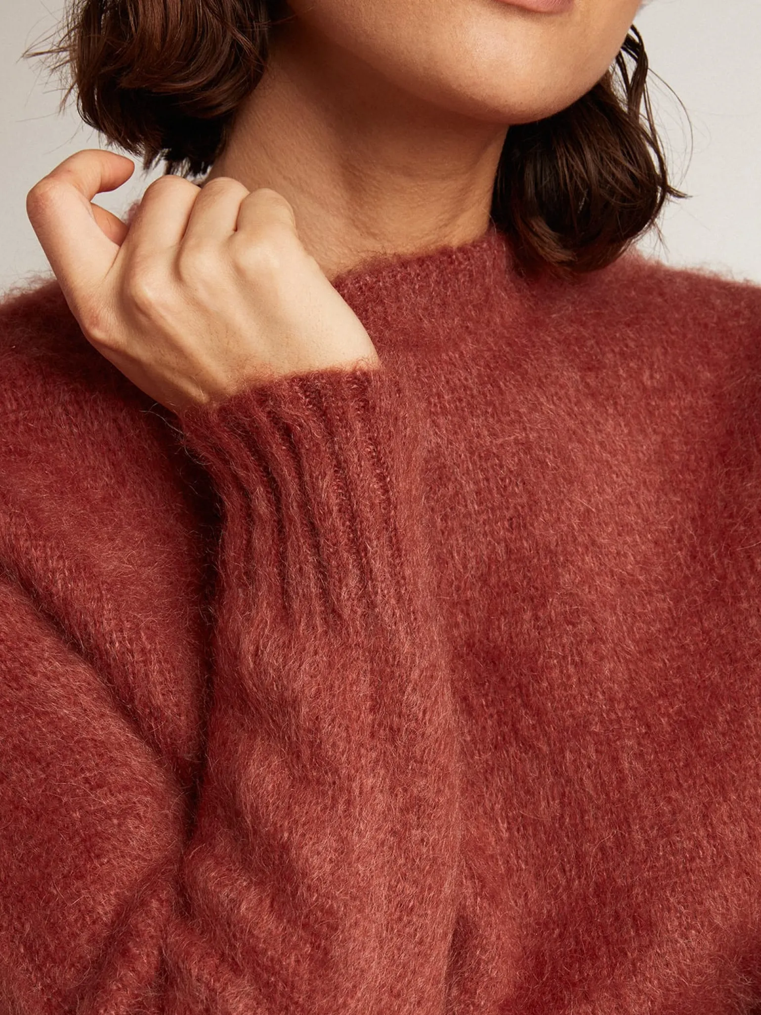 New Pulôver cropped de mohair lilás escuro MULHER Malhas