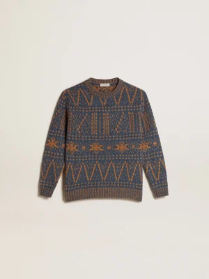 Discount Pulôver infantil masculino de gola redonda com estampa fair isle azul Roupas de cima (4-12 years)