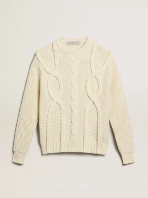 Sale Pulôver masculino de gola redonda de lã com padrão entrelaçado Malhas