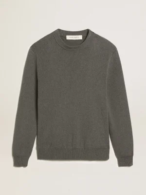 Cheap Pulôver masculino de gola redonda de algodão cinza escuro com logo Malhas