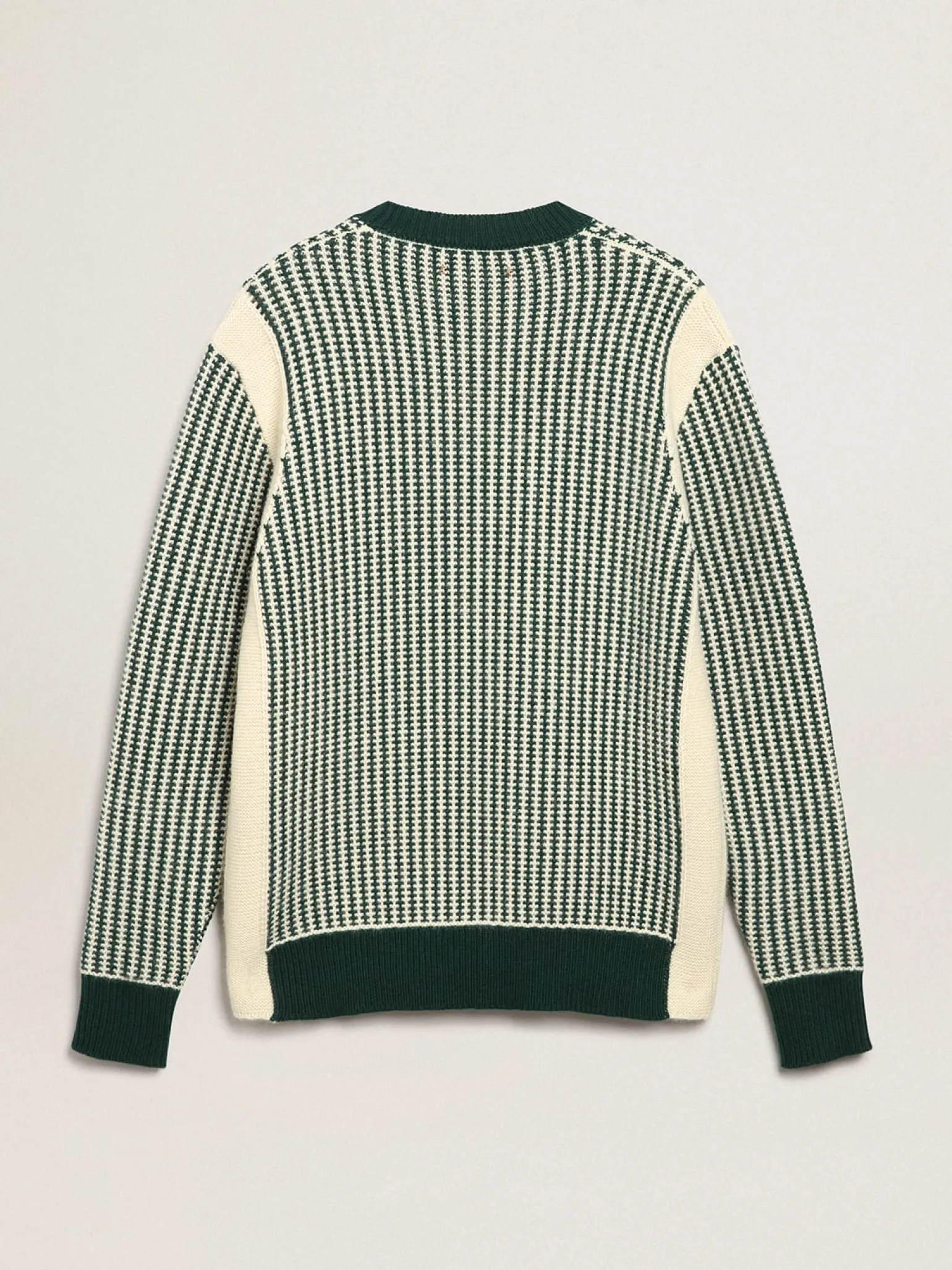 Flash Sale Pulôver masculino de gola redonda de lã bicolor branca e verde Malhas