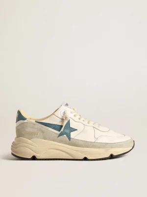 Online Running Sole de napa com estrela de couro azul e inserção de suede Running Sole