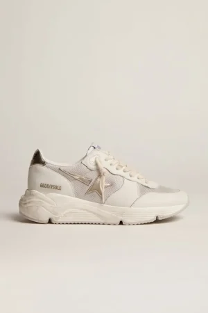 Shop Running Sole de napa e tela com estrela e talão de couro platinado MULHER Running Sole