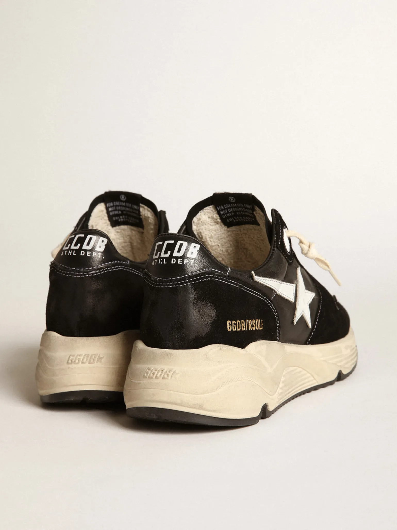 New Running Sole Masculino de napa e suede pretos com estrela branca Running Sole