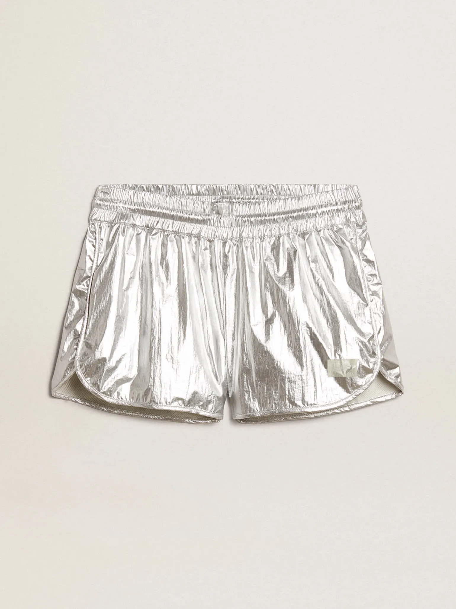 Best Short de corrida feminino de tecido prateado MULHER Saias e Shorts