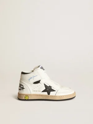 Store Sky-Star Junior de napa branca com estrela de couro preto Meninas pequenas (1-3 anos) | Meninos pequenos (1-3 anos)