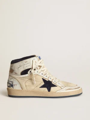Cheap Sky-Star masculino de nylon e couro cor creme e estrela de suede azul Sky-Star