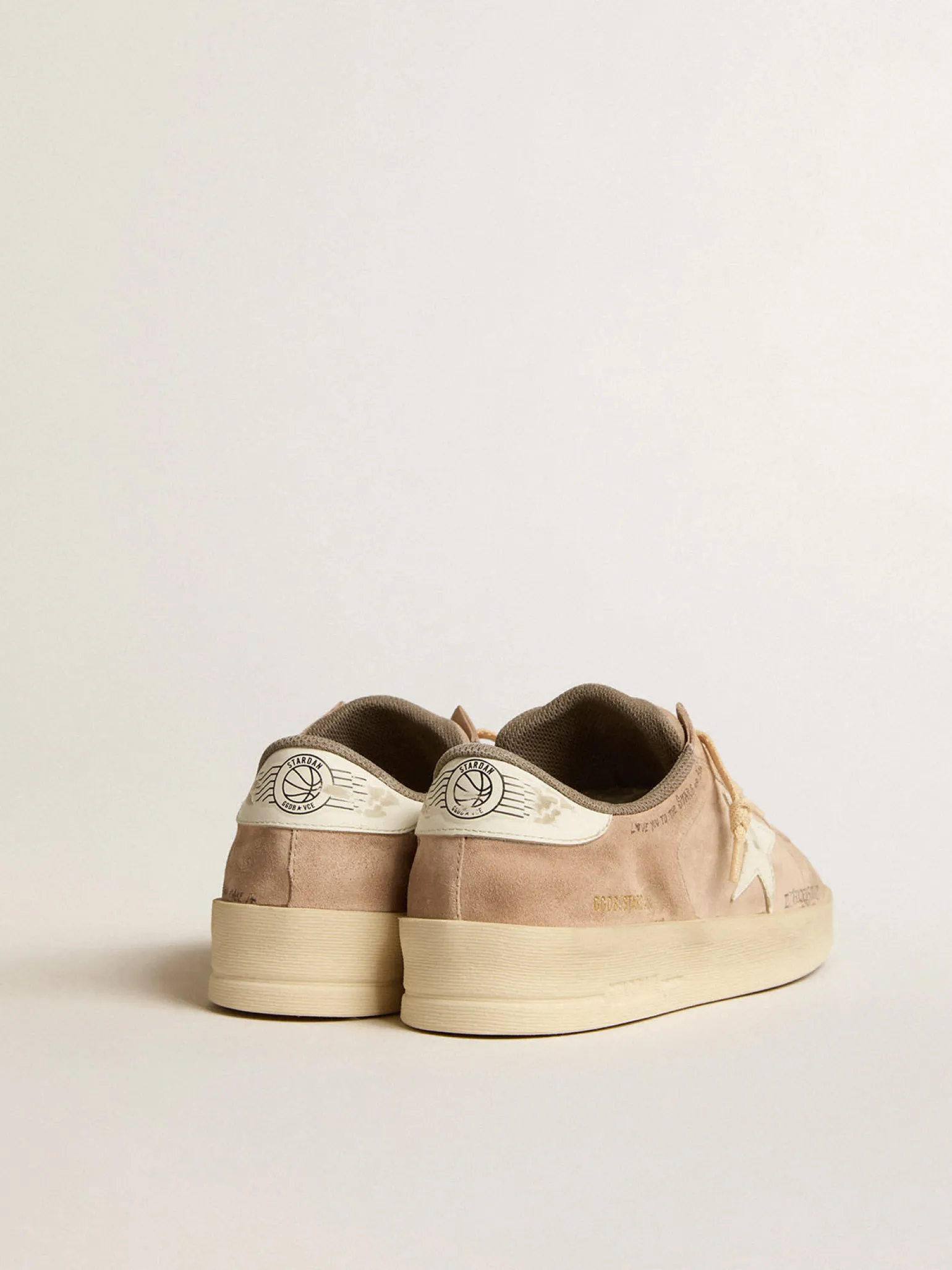 Cheap Stardan de suede rosa antigo com estrela e talão de couro branco MULHER Stardan