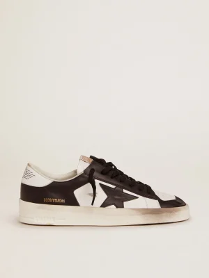 Online Stardan masculino de couro branco e preto Stardan