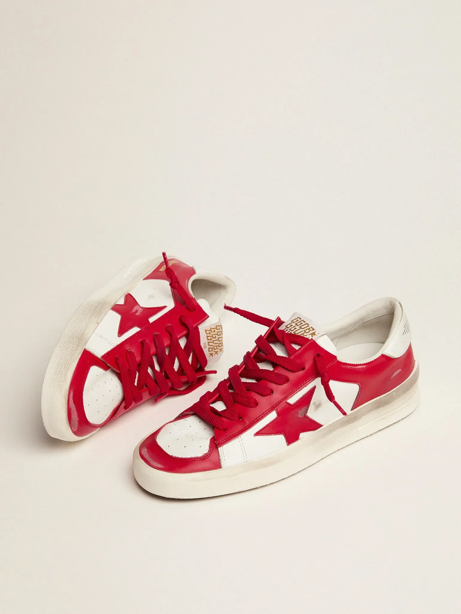Best Sale Stardan masculino de couro branco e vermelho Stardan