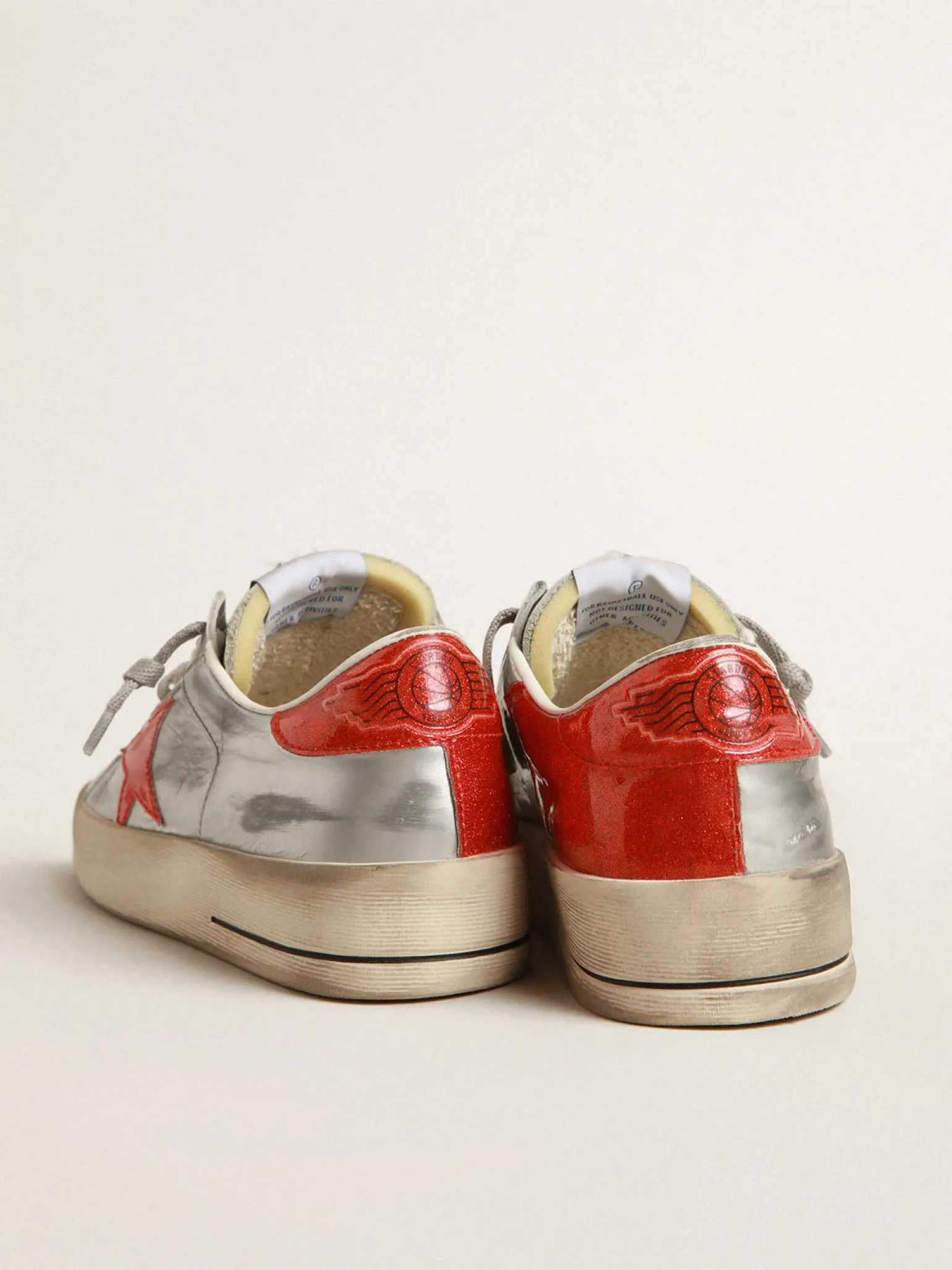 Cheap Stardan Masculino de couro metálico, inserções de glitter vermelho Stardan