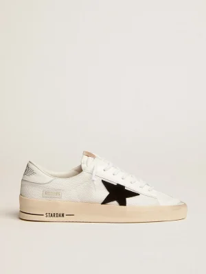 Hot Stardan masculino de tela branca com estrela de suede preto Stardan
