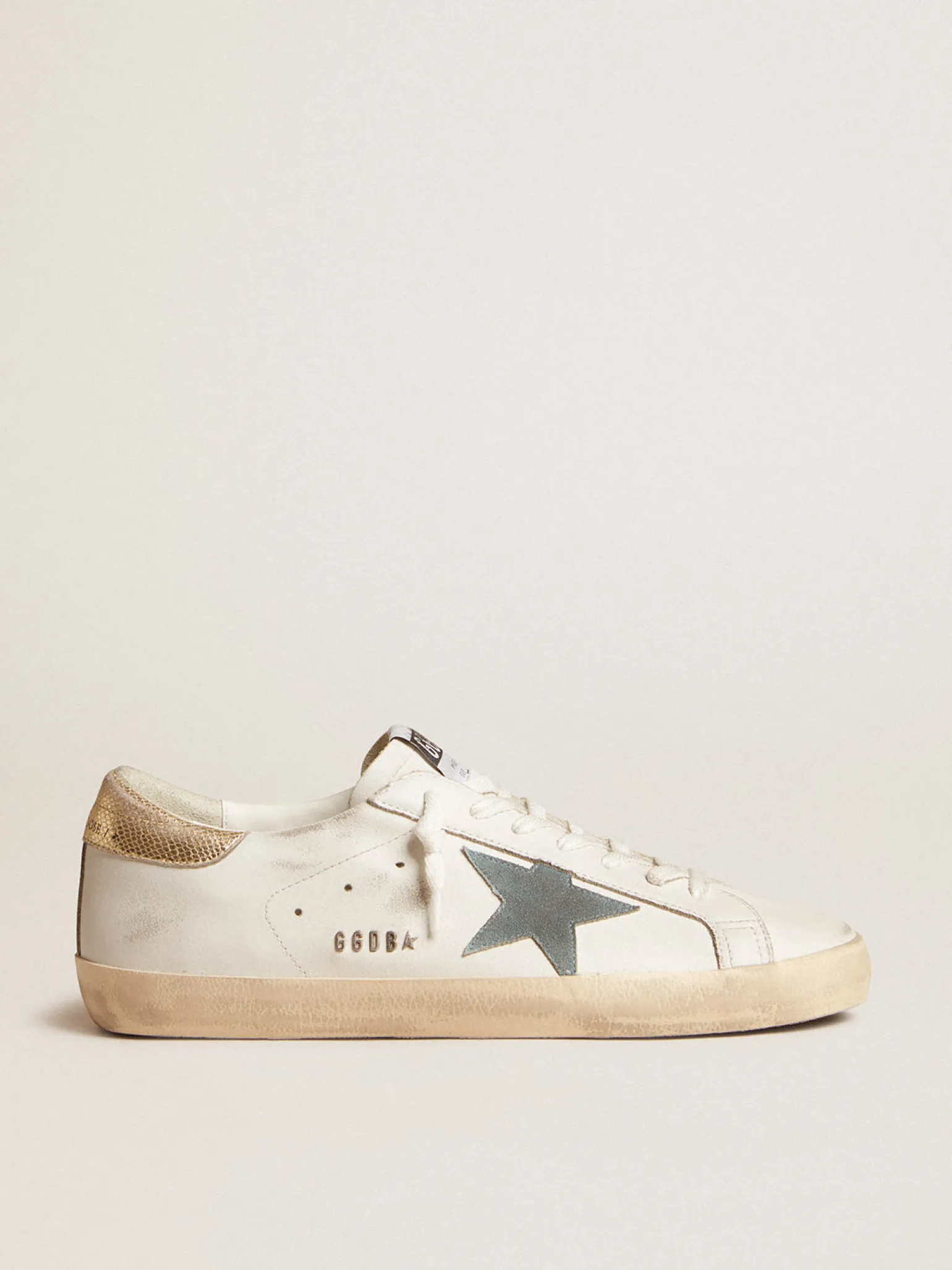 Best Sale Super-Star com estrela de suede e talão de couro estampa de píton platinado Super-Star