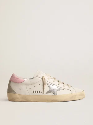 Flash Sale Super-Star com estrela de couro prateado e talão rosa MULHER Super-Star