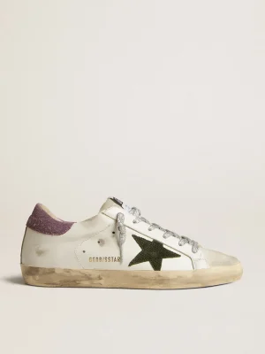 Sale Super-Star com estrela de suede com estampa de píton verde e talão roxo MULHER Super-Star
