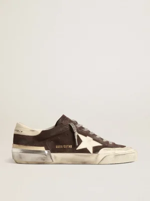 Cheap Super-Star de suede cinza com estrela e talão de napa cor cru Super-Star
