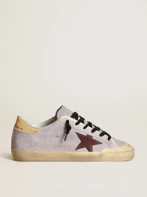Clearance Super-Star de suede lilás com estrela marrom e talão dourado MULHER Super-Star