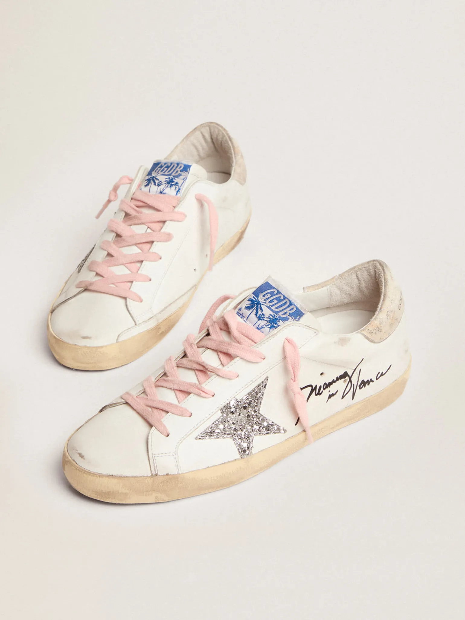 Cheap Super-Star feminino com estrela de glitter prateado e talão com estampa de leopardo MULHER Super-Star