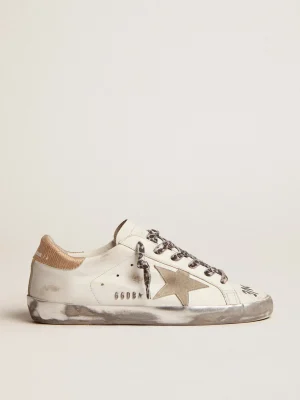 Clearance Super-Star feminino de couro branco com estrela de suede cinza MULHER Super-Star