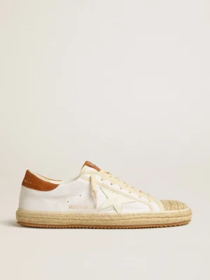 Clearance Super-Star Feminino LTD de lona com estrela de couro branco e biqueira de ráfia MULHER Beachwear | Super-Star