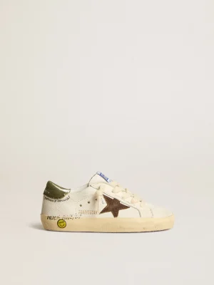 Clearance Super-Star Junior de napa com estrela de suede e talão verde Meninos pequenos (1-3 anos)