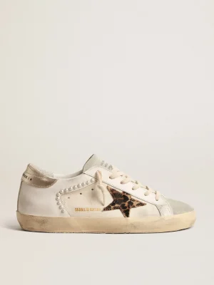 Outlet Super-Star LTD de lona e couro com estrela de cavalinho leopardo MULHER Super-Star