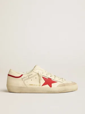 Sale Super-Star LTD de napa com estrela de couro vermelho e biqueira de suede perolado Super-Star