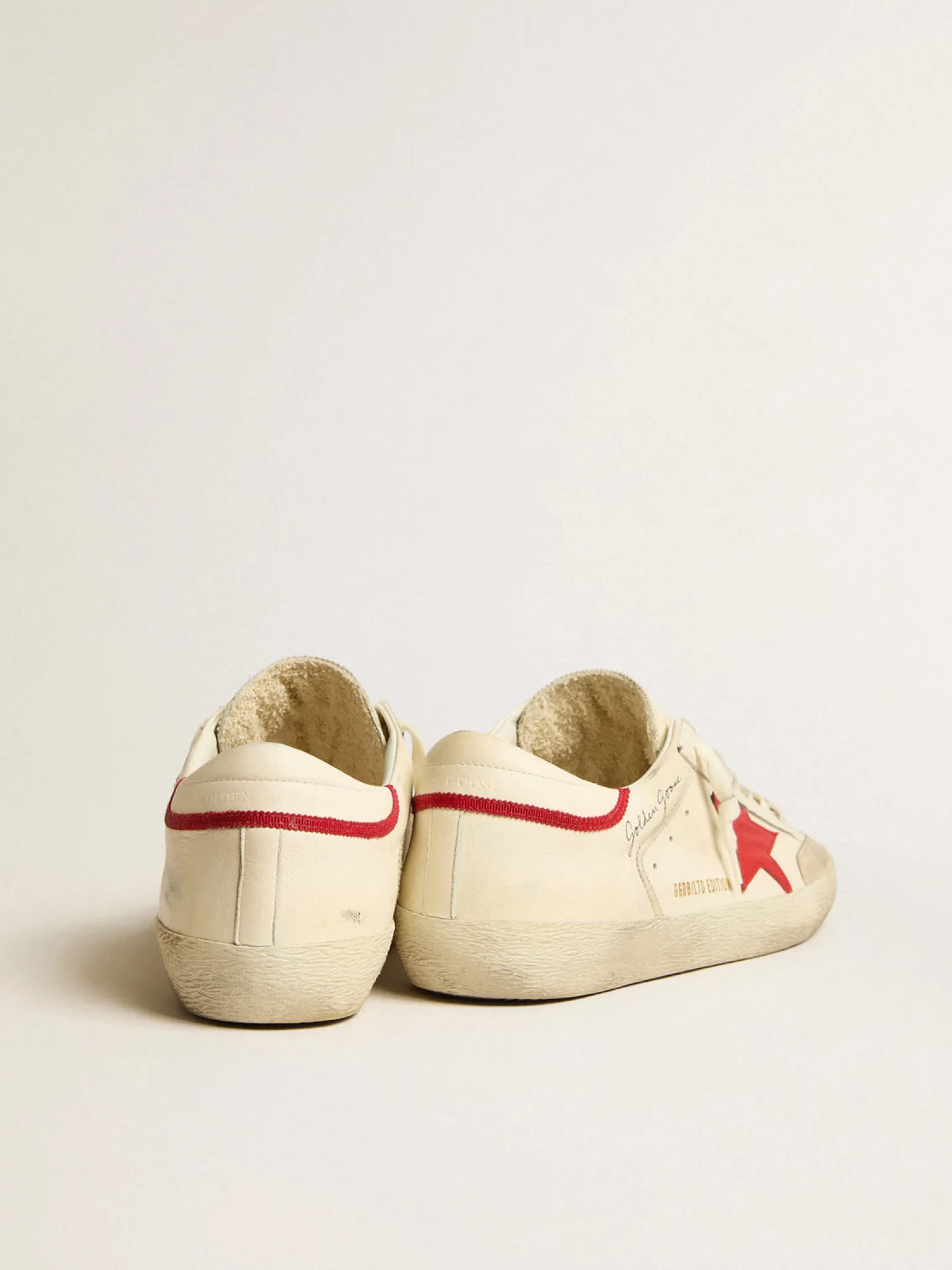 Sale Super-Star LTD de napa com estrela de couro vermelho e biqueira de suede perolado Super-Star