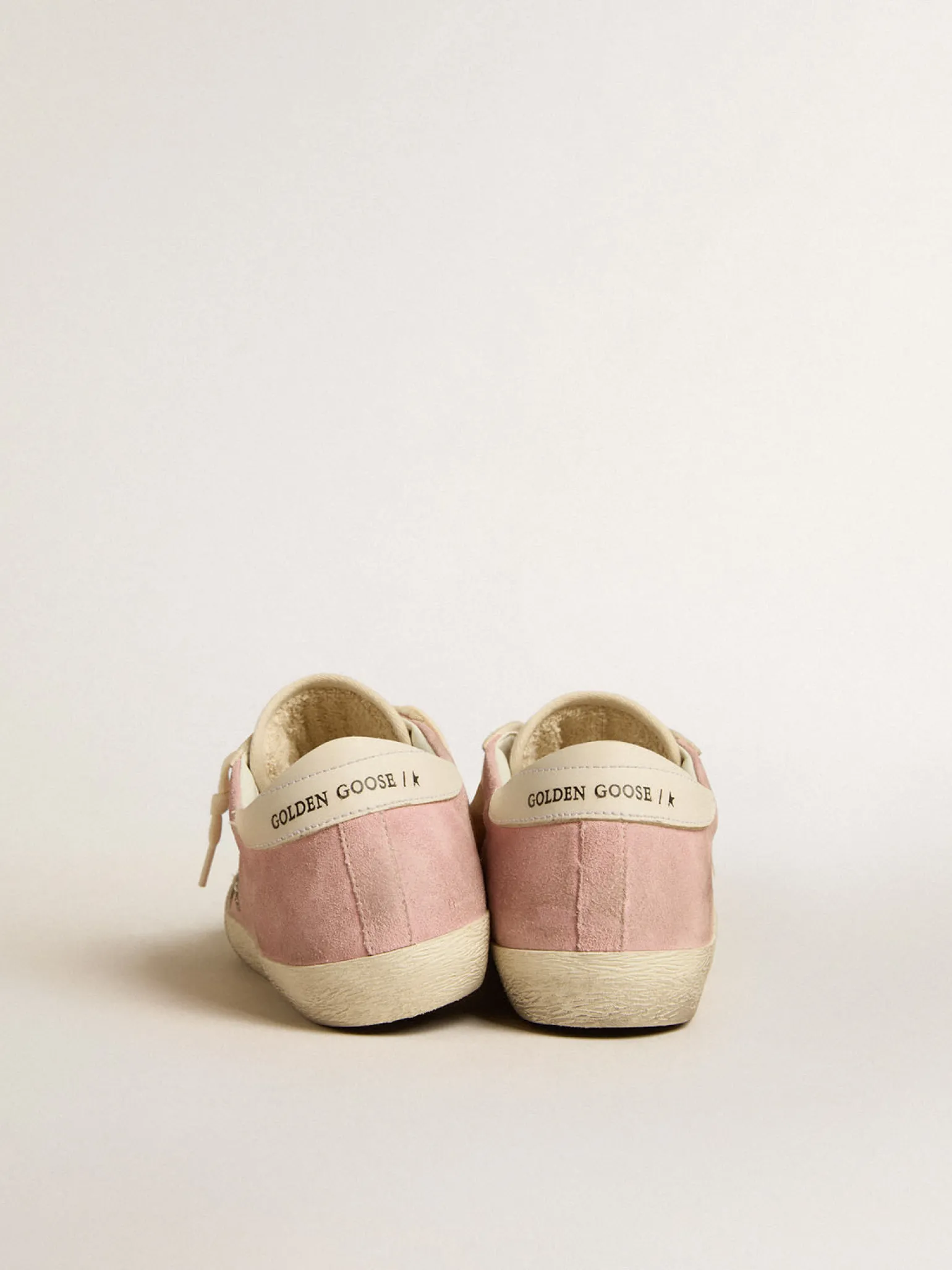 New Super-Star LTD de suede rosa e pérola com estrela de glitter platinado MULHER Super-Star