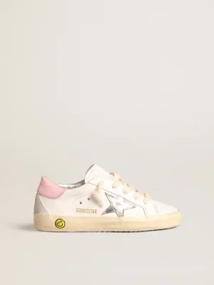 Fashion Super-Star Young com estrela de couro prateado e talão rosa Meninas (4-10 anos)