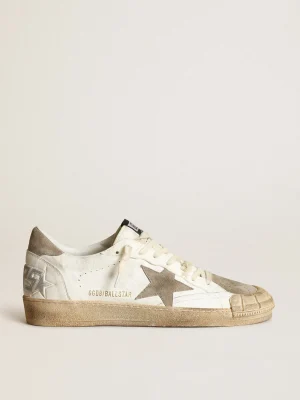 Outlet Tênis Ball Star Masculino LTD de napa branca com estrela e talão de suede havana-rosado Ball Star
