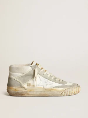 Clearance Tênis Mid Star Masculino com inserções de suede cinza gelo e estrela de couro branco Mid Star