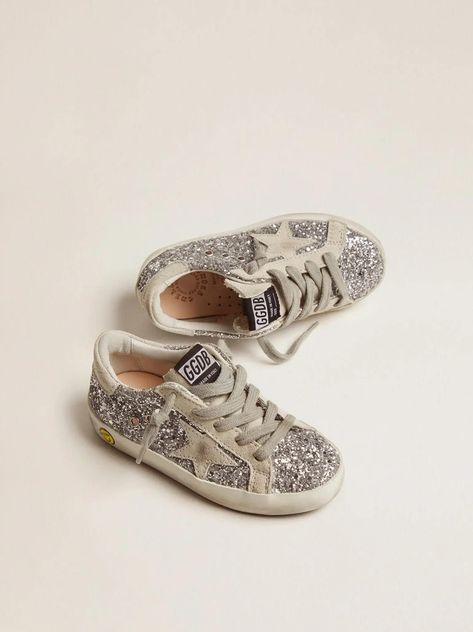 Best Tênis Super-Star Junior com glitter prateado e detalhes de suede Meninas pequenas (1-3 anos)