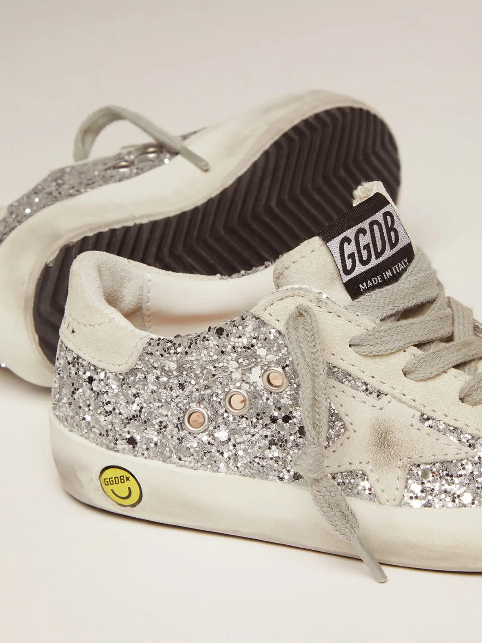 Best Tênis Super-Star Junior com glitter prateado e detalhes de suede Meninas pequenas (1-3 anos)