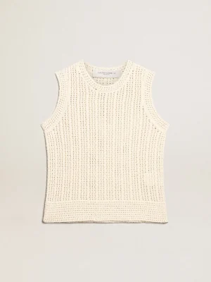 Flash Sale Top sem manga de tricô cor de papiro MULHER Camisetas