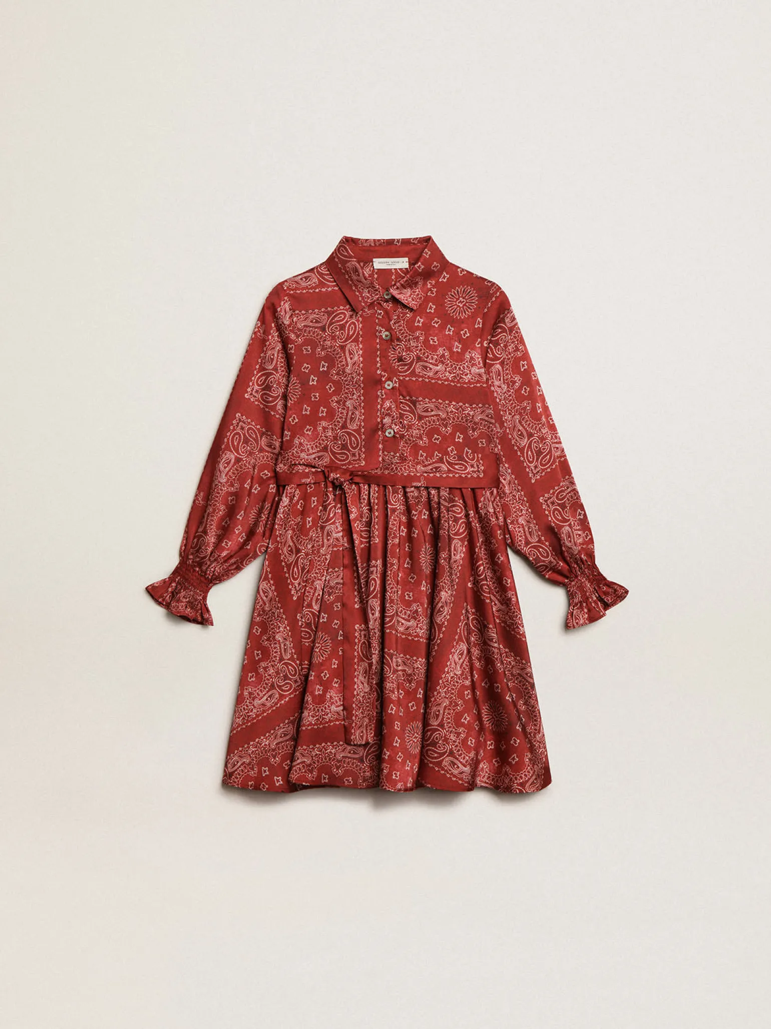 Sale Vestido chemise infantil feminino bordô com estampa caxemira Roupas de cima (4-12 years)