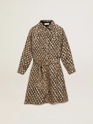 Best Vestido chemise infantil feminino com estampa animal print e fio coupé Roupas de cima (4-12 years)
