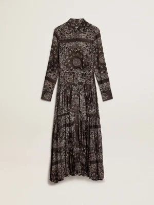 Shop Vestido chemise na cor antracite com estampa caxemira MULHER Vestidos e macacões