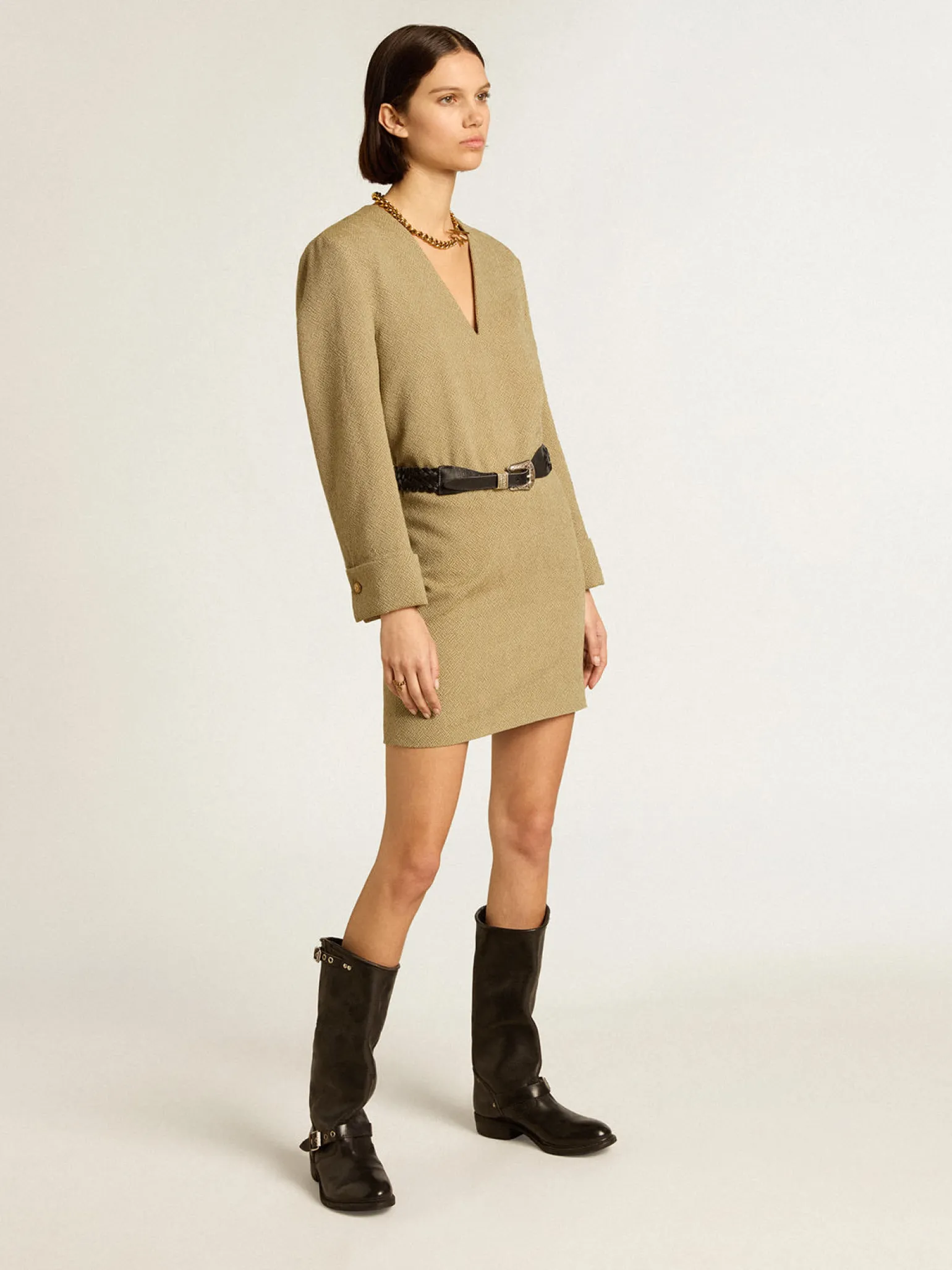 Fashion Vestido curto de lã cor de faia clara MULHER Vestidos e macacões