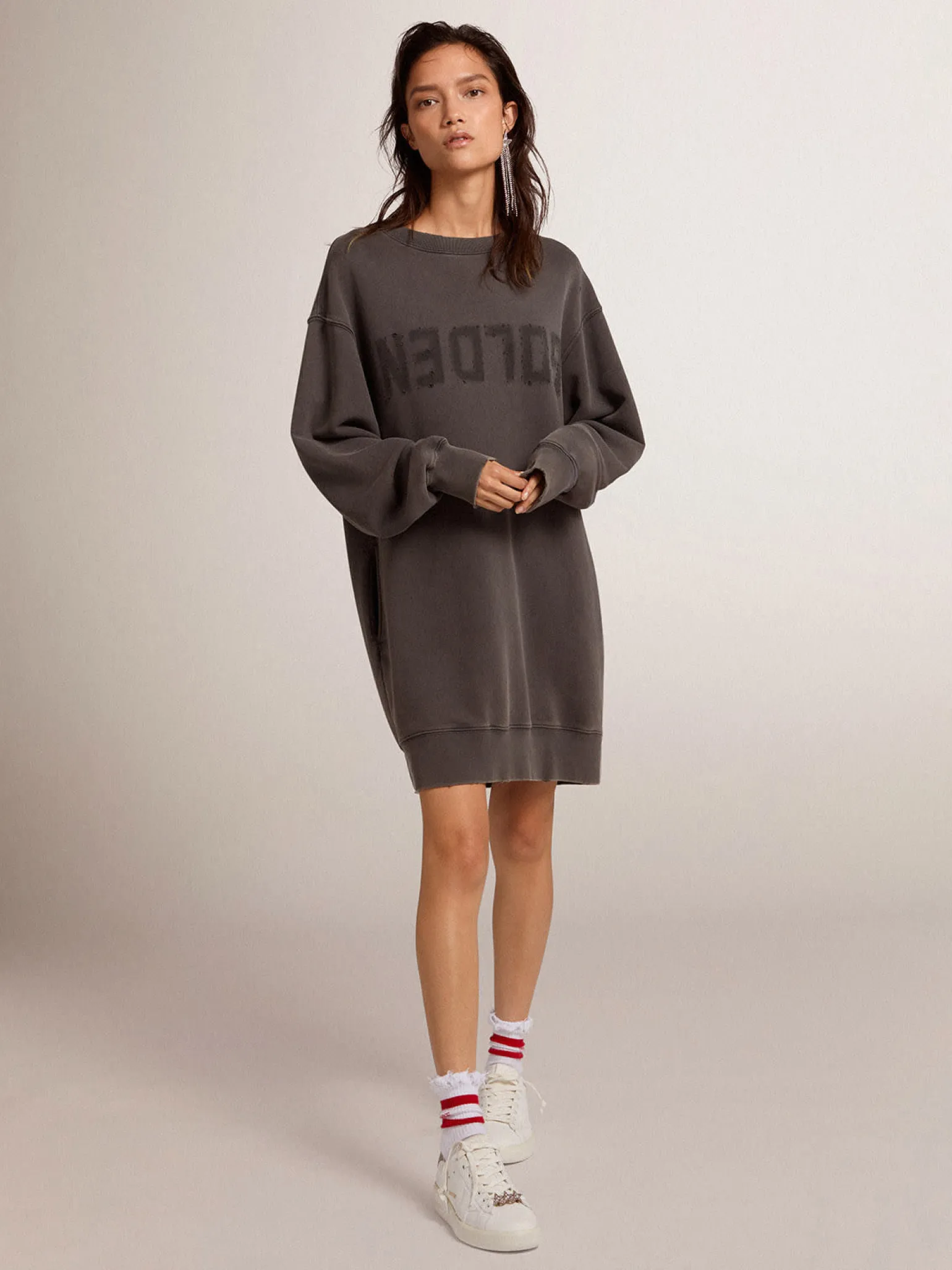 Flash Sale Vestido moletom feminino com logo cinza MULHER Vestidos e macacões