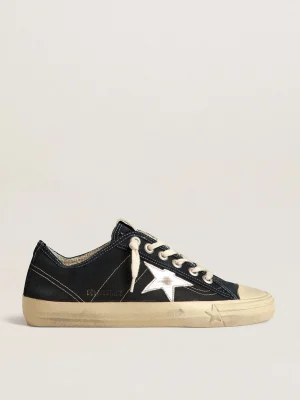 Sale V-Star de lona azul-marinho, estrela de couro metálico prateado MULHER V-Star