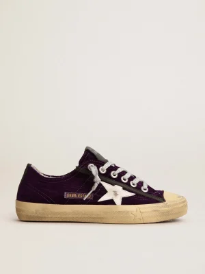 Cheap V-Star Feminino LTD de veludo roxo com estrela de couro branco MULHER V-Star
