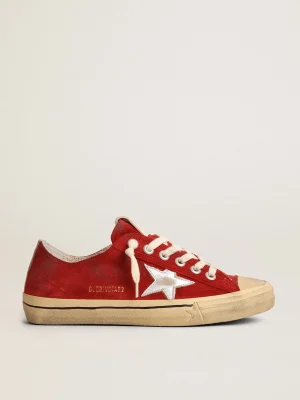Flash Sale V-Star LTD masculino de suede vermelho -escuro com estrela e talão prateados V-Star