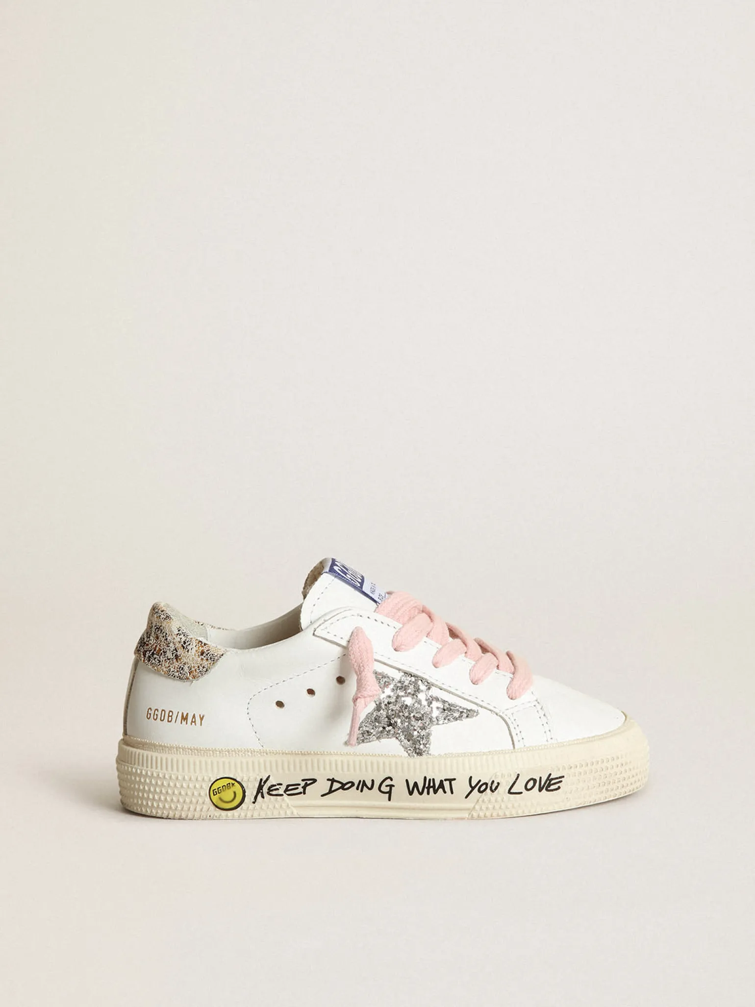 Store Young May com estrela de glitter prateado e talão estampa de leopardo Meninas (4-10 anos)
