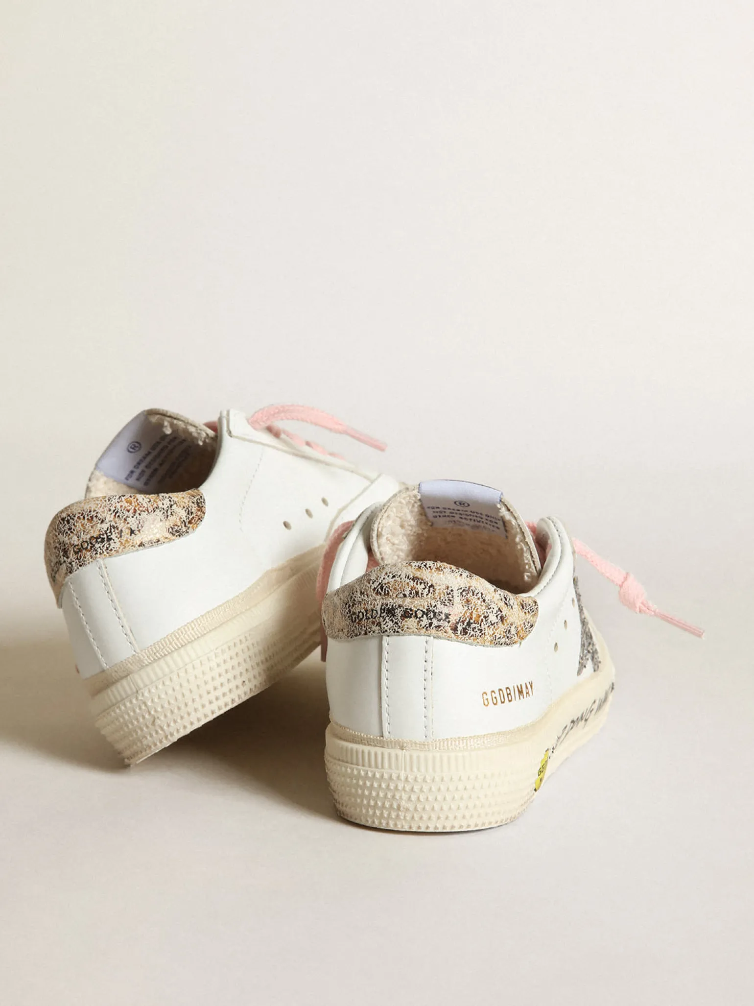 Store Young May com estrela de glitter prateado e talão estampa de leopardo Meninas (4-10 anos)