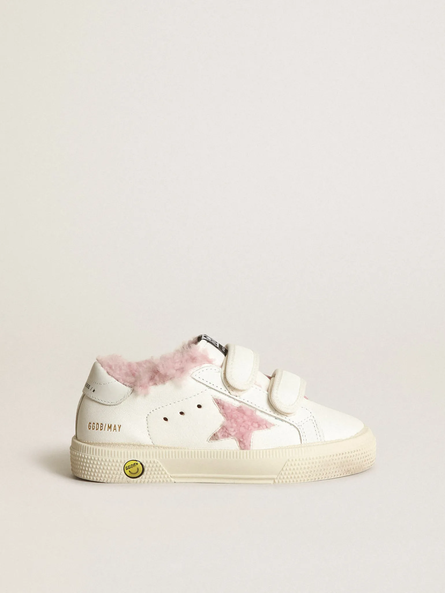 New Young May School de napa branca com estrela e forro de shearling rosa Meninas (4-10 anos)